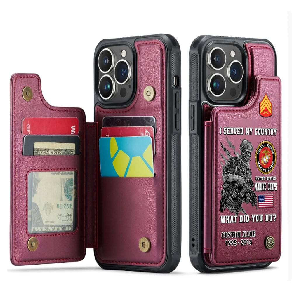 US Marine Corps, Never Retreat, Never Surrender - Leather Flip Phone Case - Image 4