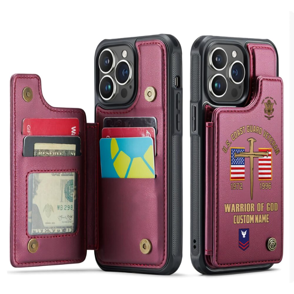 US Coast Guard, E 8 Gold - Leather Flip Phone Case - Image 4