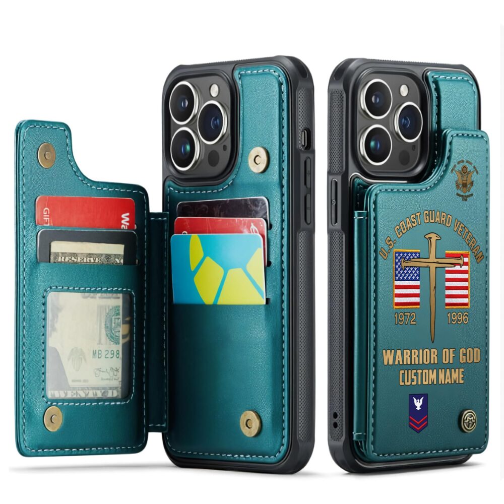 US Coast Guard, E 8 Gold - Leather Flip Phone Case - Image 5