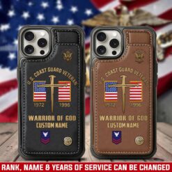 US Coast Guard, E 8 Gold - Leather Flip Phone Case