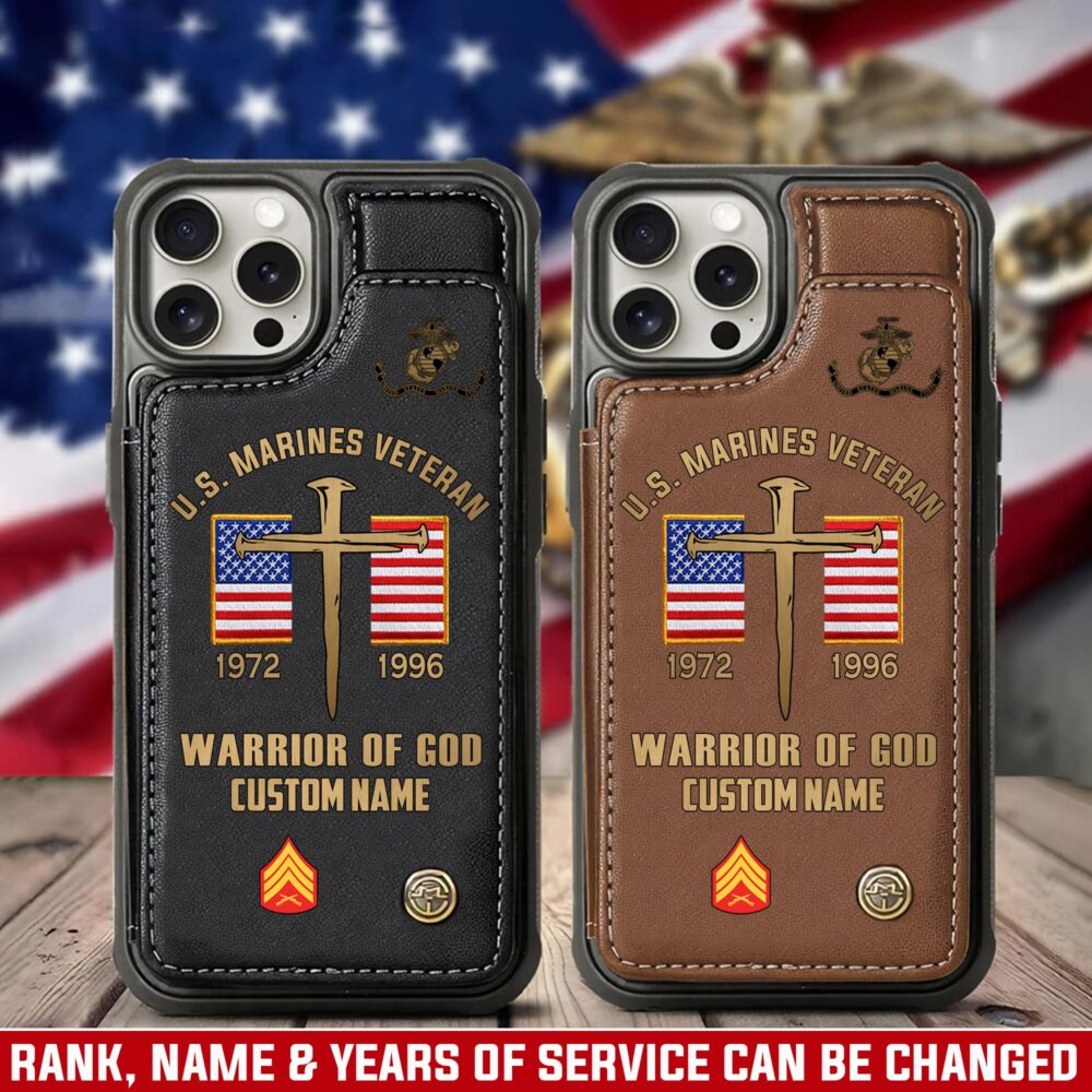 US Marine Corps, W 4 Marines Chief Warrant Officer 4 - Leather Flip Phone Case