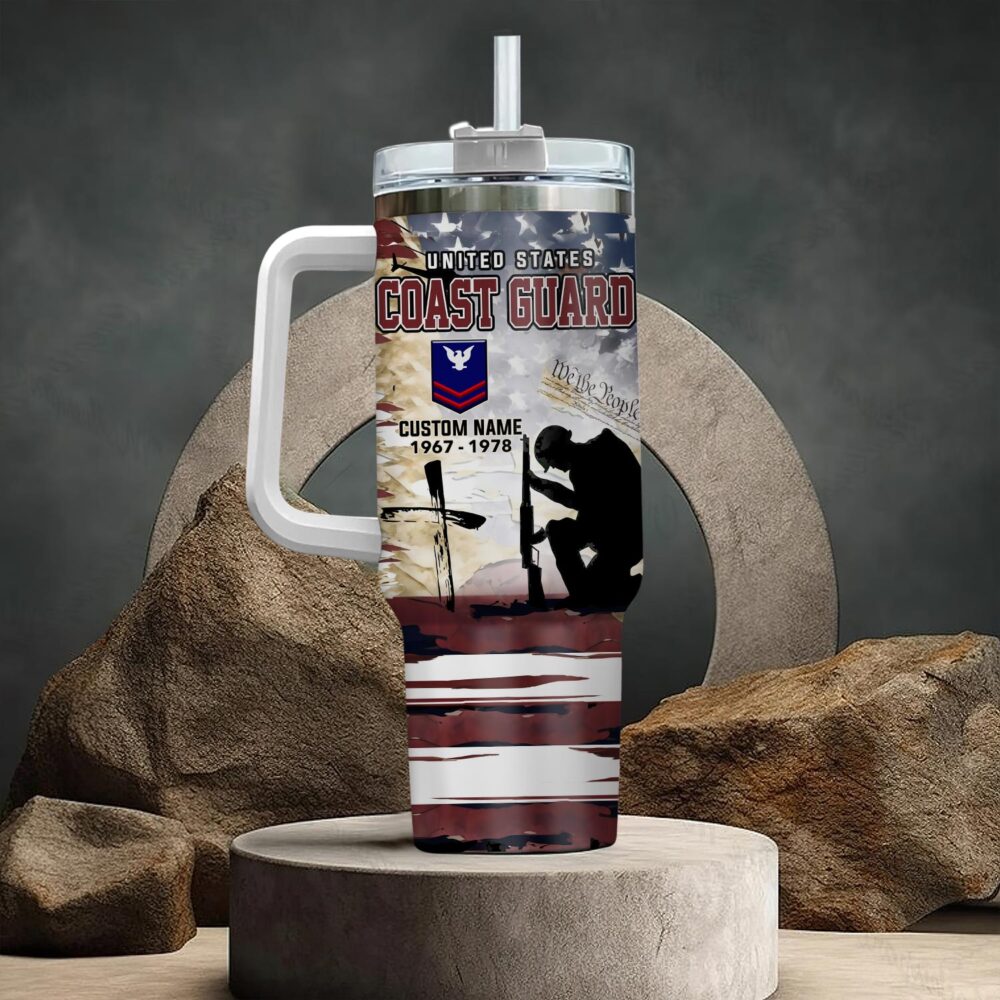 US Coast Guard, E 6 Red - Stainless Steel Tumbler 40oz - Image 3