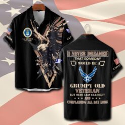 US Air Force , Land Of The Free, Because Of The Brave - Short Sleeve Button Shirt