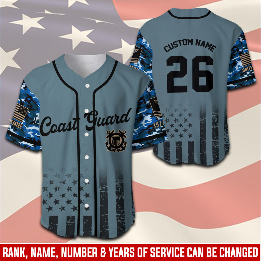 US Coast Guard, E 4 Red - Baseball Jersey
