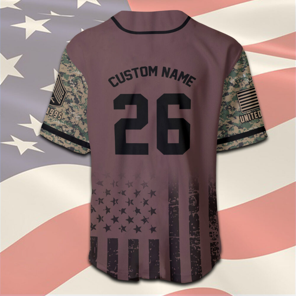 US Marine Corps, Proud Veteran - Baseball Jersey - Image 3