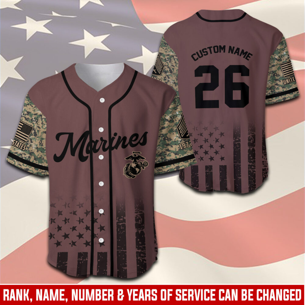 US Marine Corps, Proud Veteran - Baseball Jersey