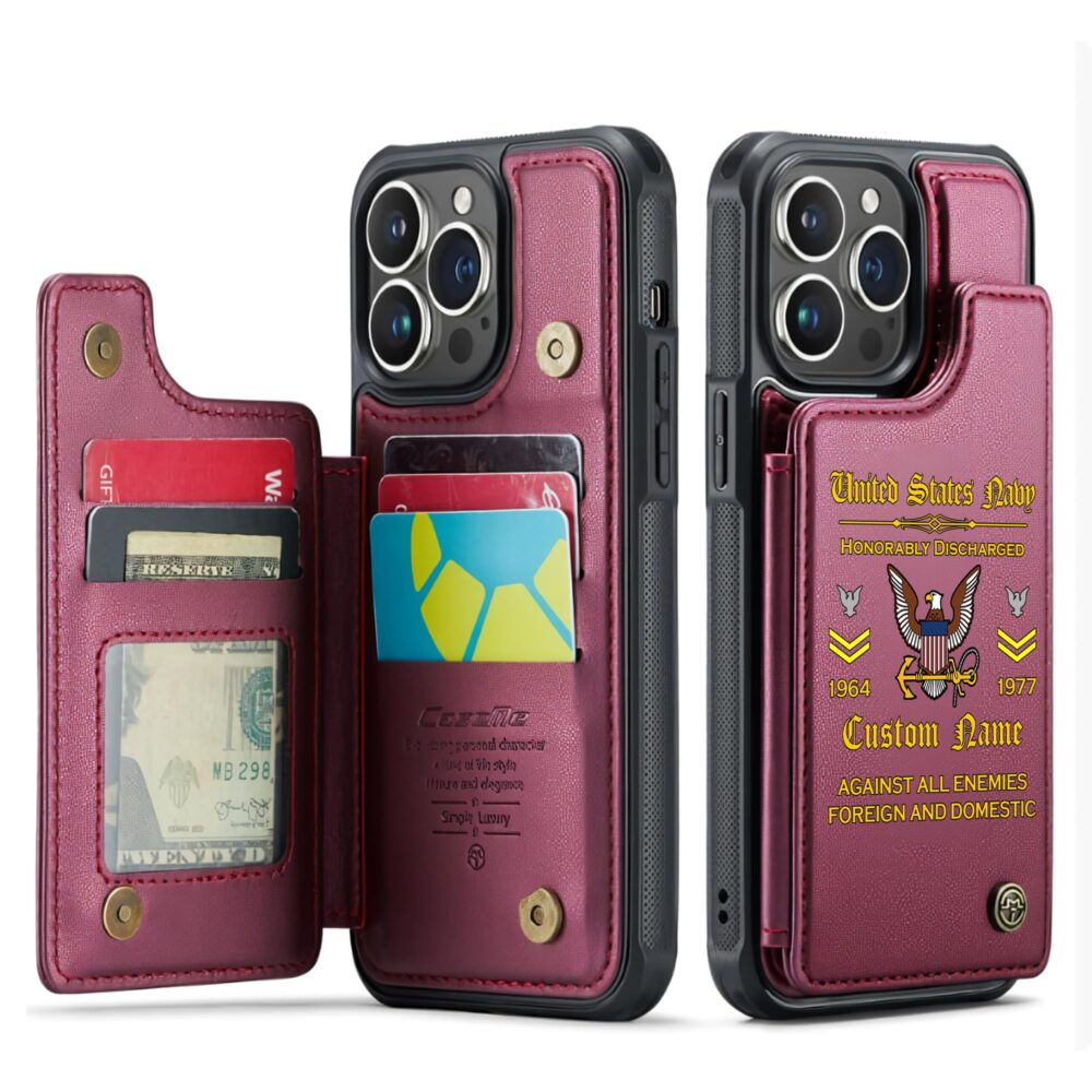 US Navy, E 7 Gold - Leather Flip Phone Case - Image 4