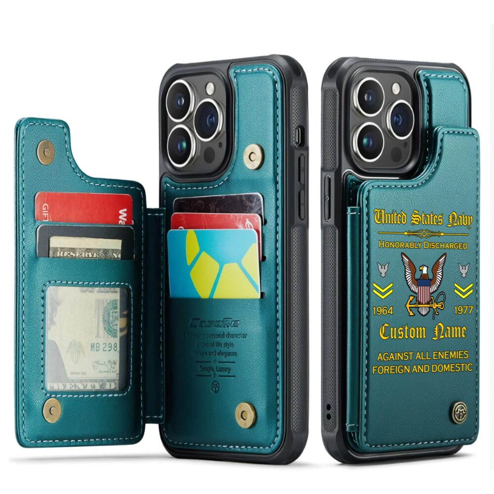 US Navy, E 7 Gold - Leather Flip Phone Case - Image 5