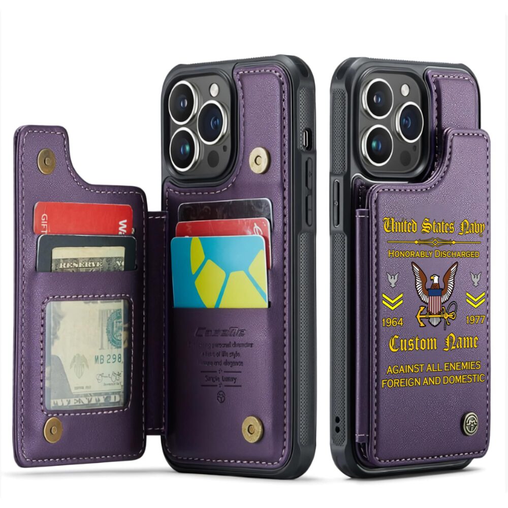 US Navy, E 7 Gold - Leather Flip Phone Case - Image 6