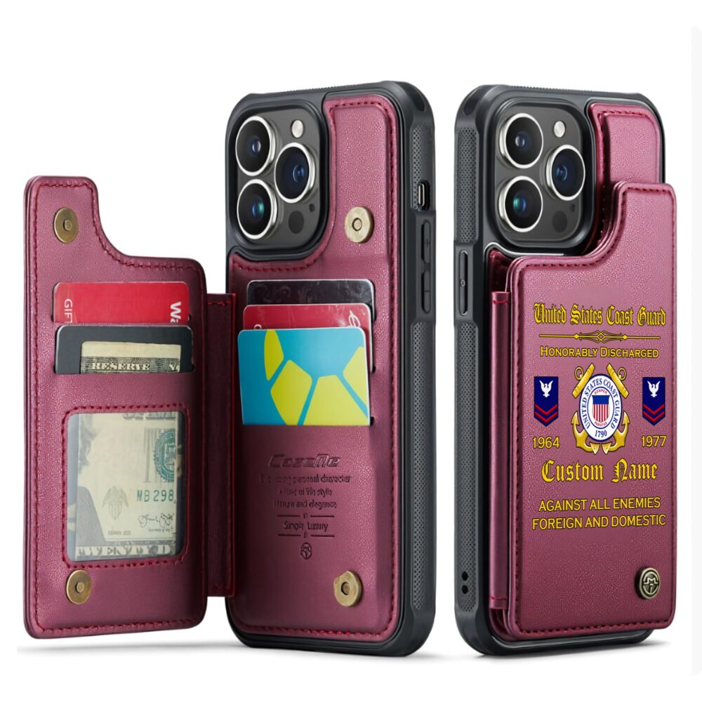 US Coast Guard, Duty, Honor, Country - Leather Flip Phone Case - Image 4