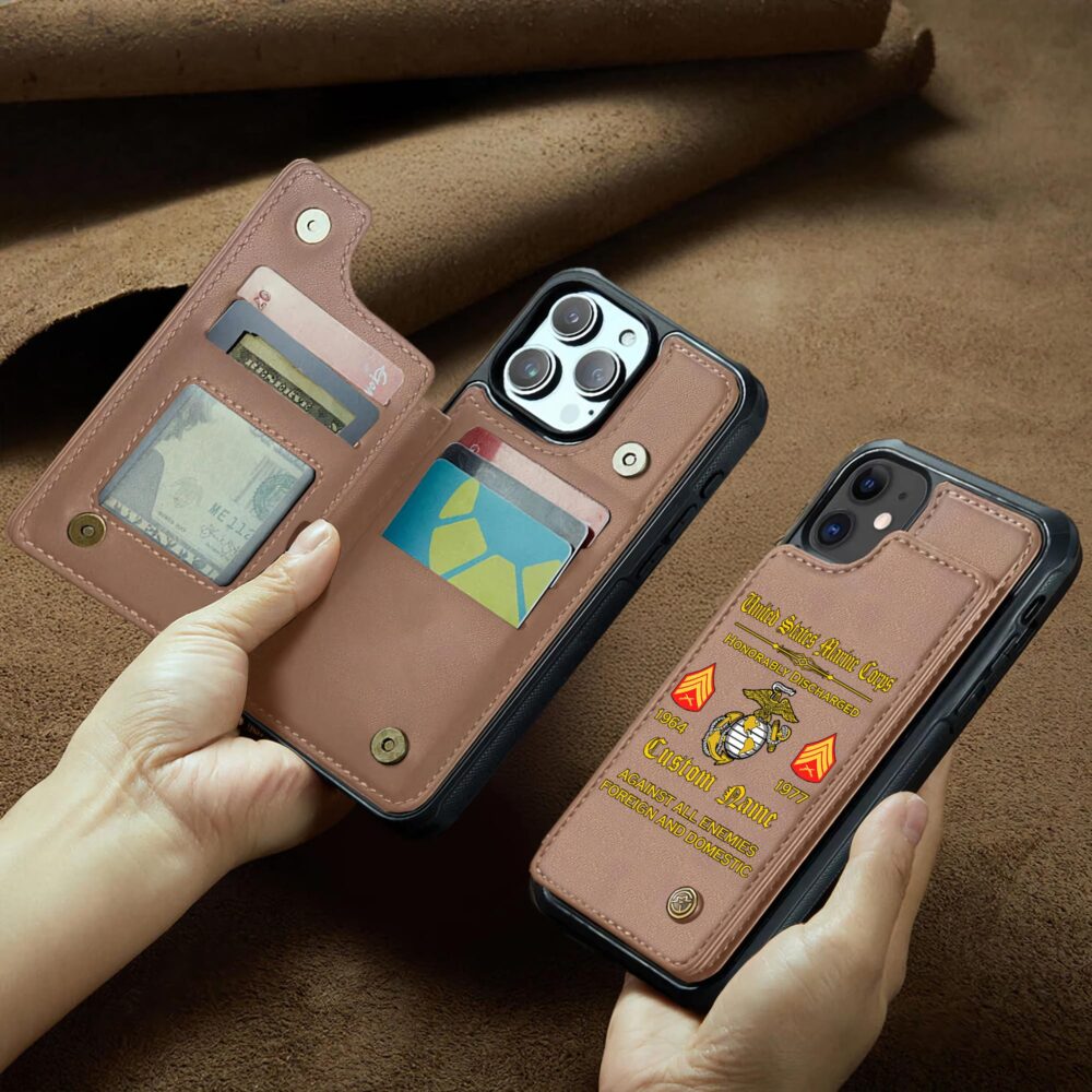 US Marine Corps, Never Retreat, Never Surrender - Leather Flip Phone Case - Image 2