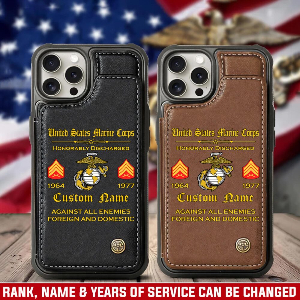 US Marine Corps, Never Retreat, Never Surrender - Leather Flip Phone Case