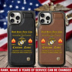 US Marine Corps, Never Retreat, Never Surrender - Leather Flip Phone Case