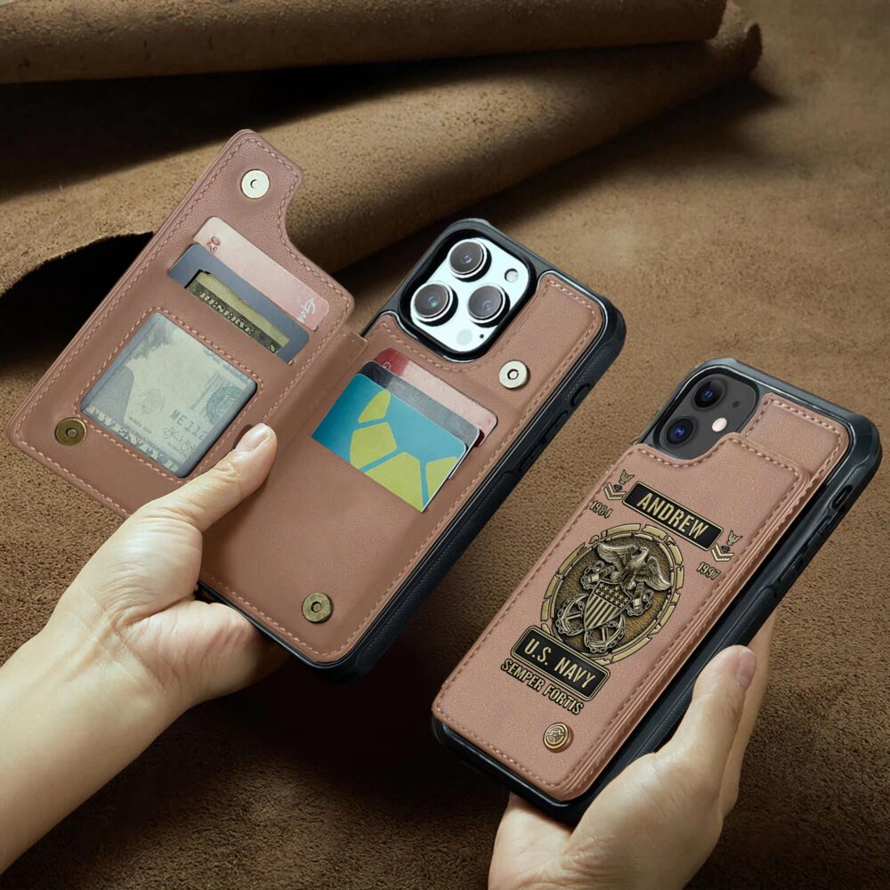 US Navy, Served With Pride - Leather Flip Phone Case - Image 2