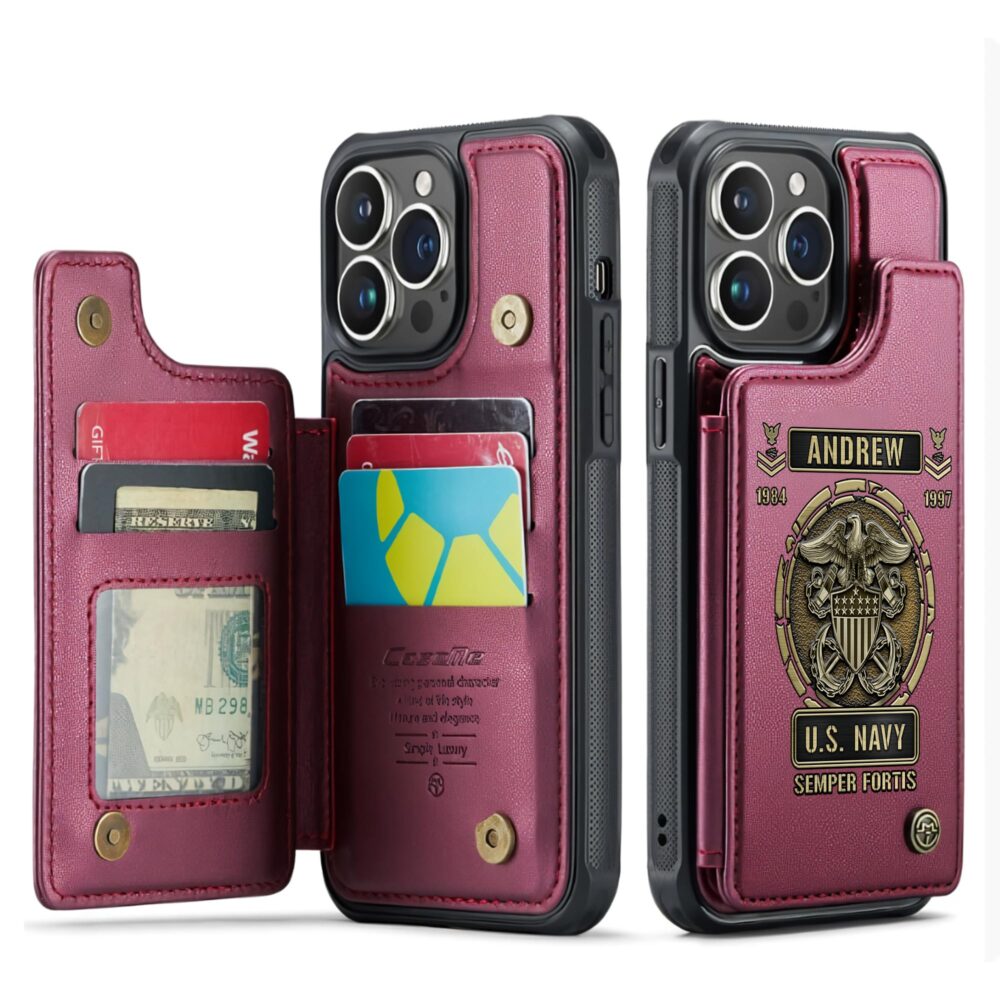 US Navy, Served With Pride - Leather Flip Phone Case - Image 4
