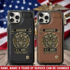 US Navy, Served With Pride - Leather Flip Phone Case