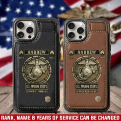 US Marine Corps, American By Birth, Veteran By Choice - Leather Flip Phone Case