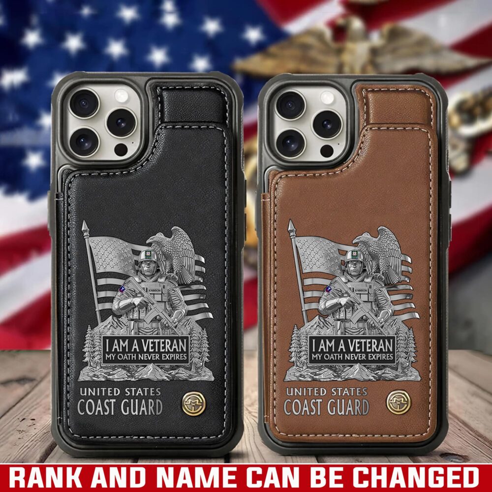 US Coast Guard, Always Remember, Never Forget - Leather Flip Phone Case
