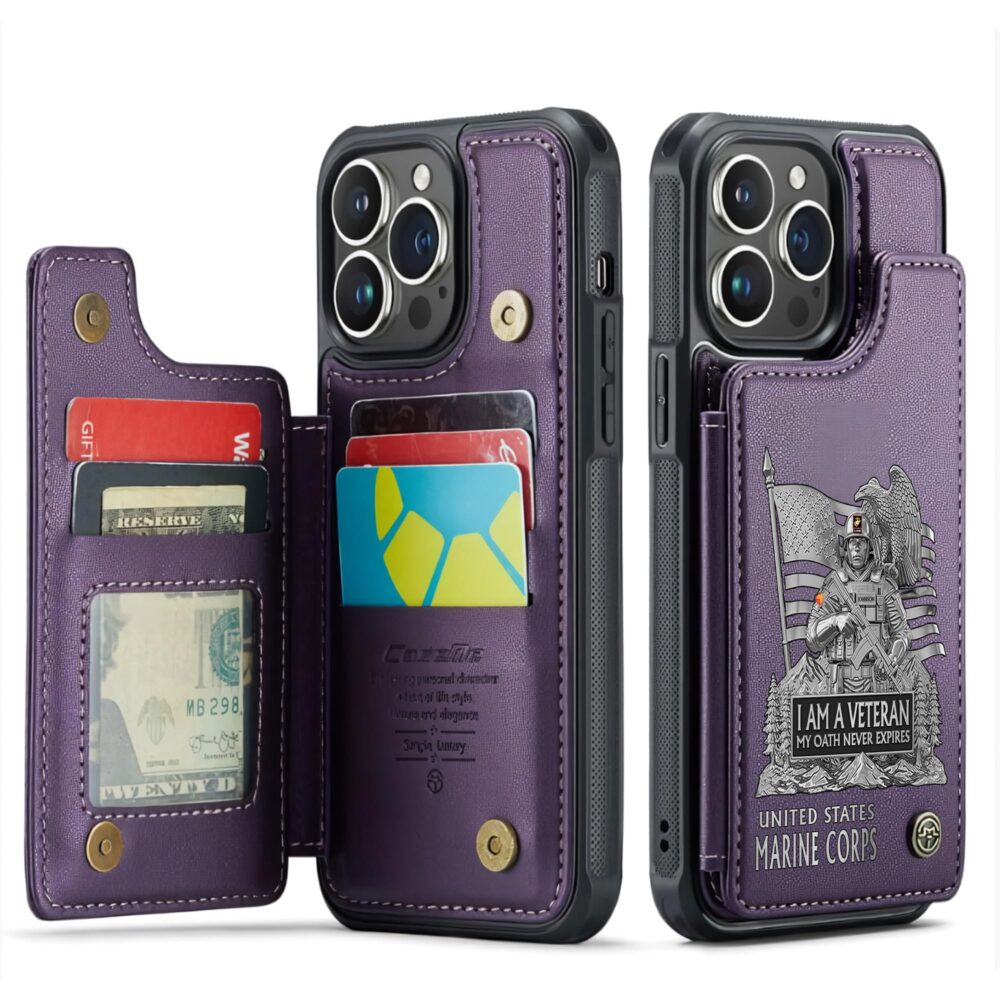 US Marine Corps, All Gave Some, Some Gave All - Leather Flip Phone Case - Image 6