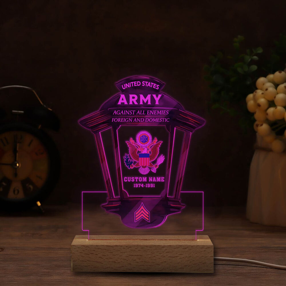 US Army, E 8 Army First Sergeant - Personalized Led Lamp - Image 4