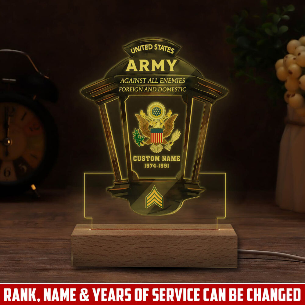 US Army, E 8 Army First Sergeant - Personalized Led Lamp