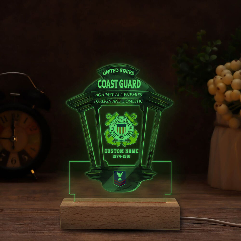 US Coast Guard, Born Ready - Personalized Led Lamp - Image 5
