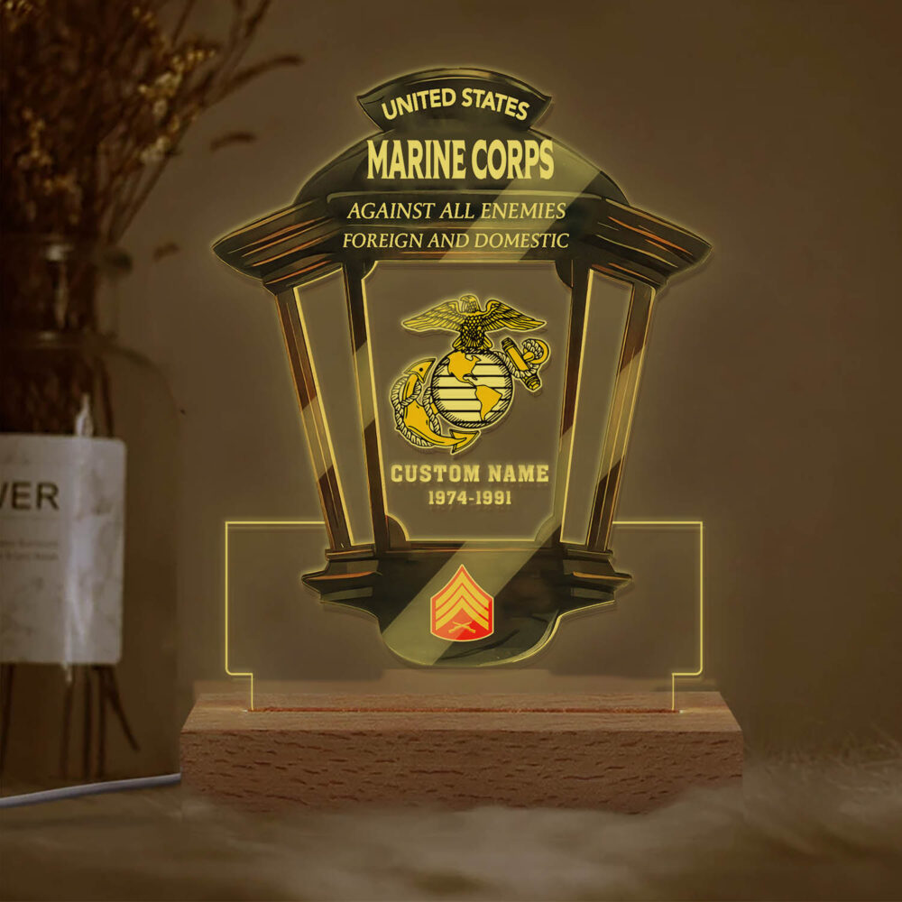 US Marine Corps, E 3 Marines Lance Corporal - Personalized Led Lamp - Image 2