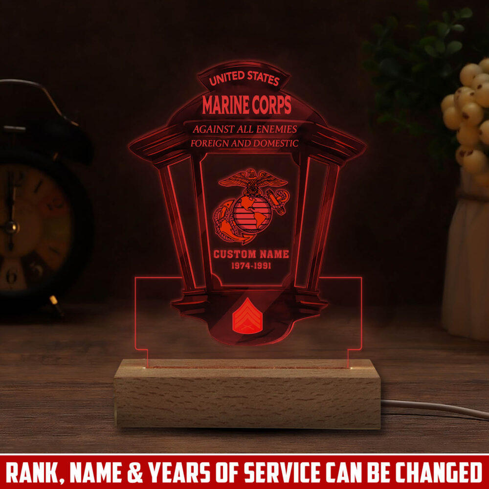 US Marine Corps, E 3 Marines Lance Corporal - Personalized Led Lamp