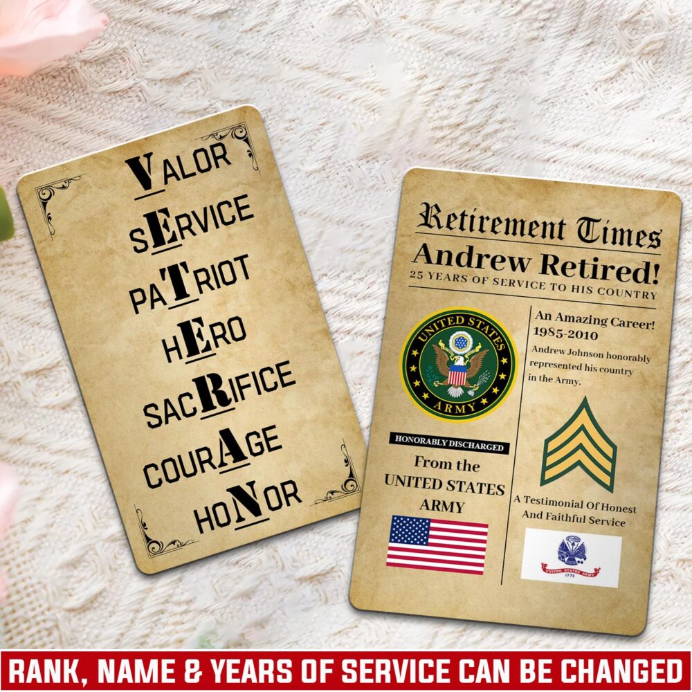 US Army, W 4 Army Chief Warrant Officer 4 - Printed Metal Card