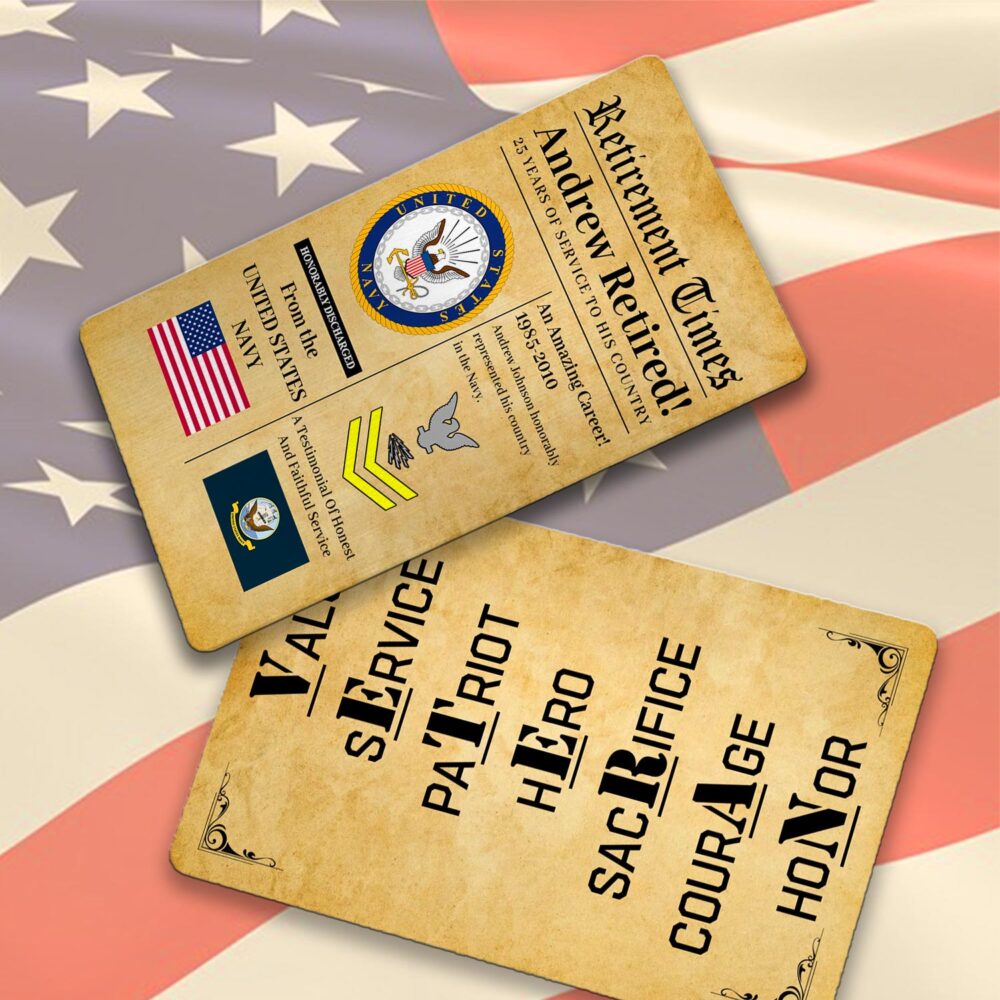US Navy, No One Gets Left Behind - Printed Metal Card - Image 2