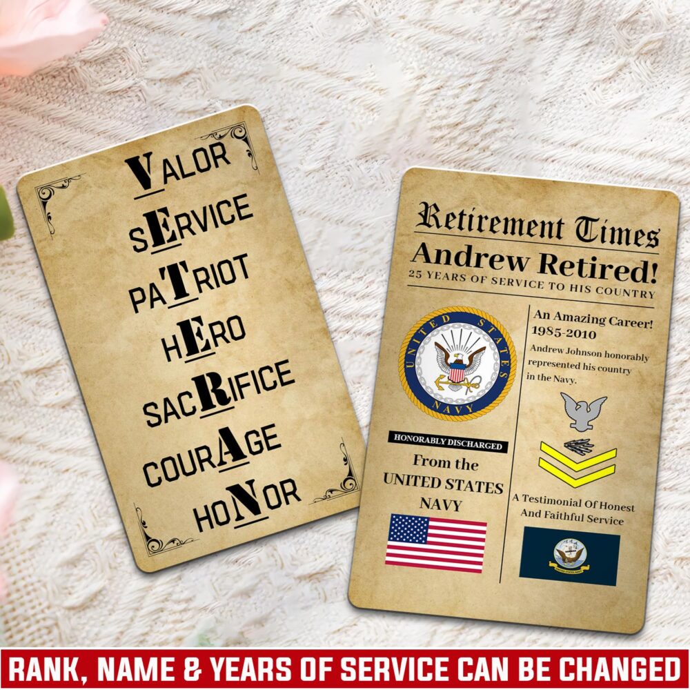 US Navy, No One Gets Left Behind - Printed Metal Card