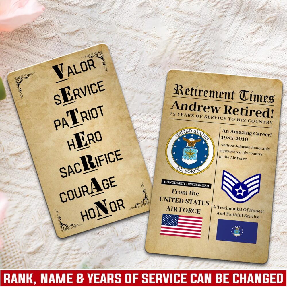 US Air Force , E 4 Air Force Sergeant - Printed Metal Card