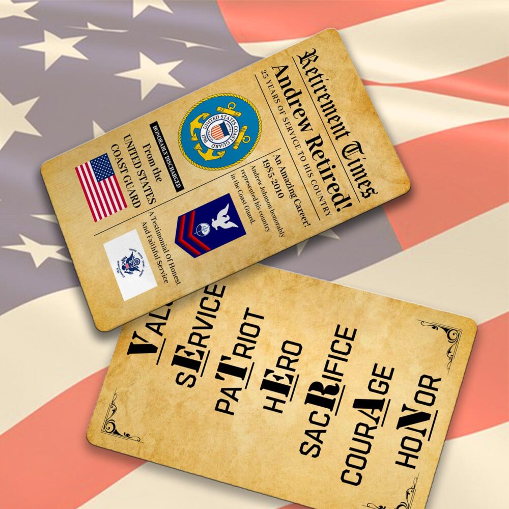 US Coast Guard, Freedom Over Fear - Printed Metal Card - Image 2