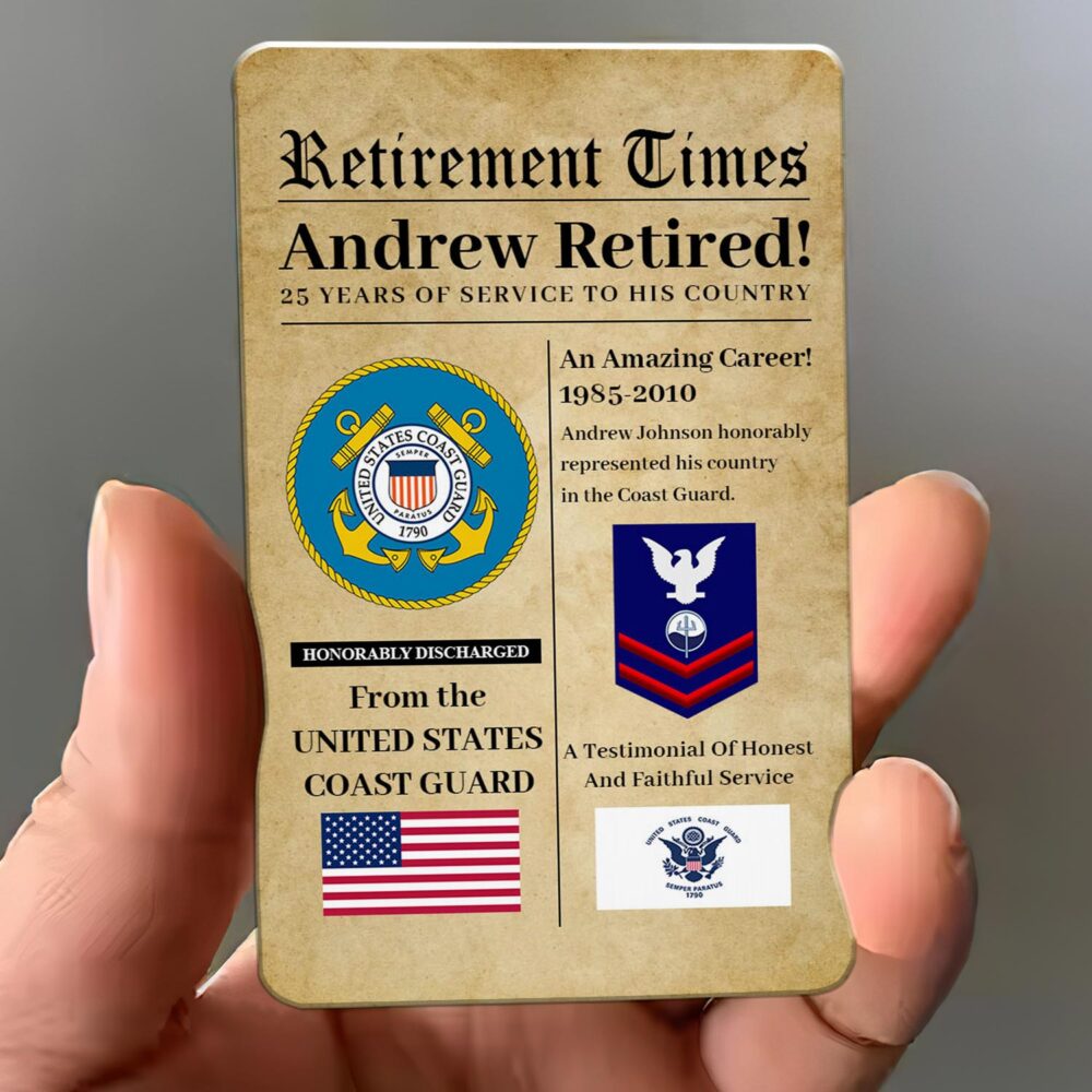 US Coast Guard, Freedom Over Fear - Printed Metal Card - Image 3