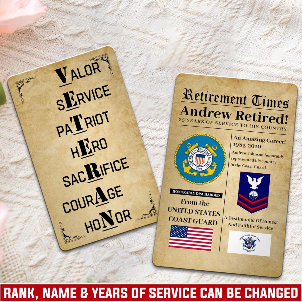 US Coast Guard, Freedom Over Fear - Printed Metal Card