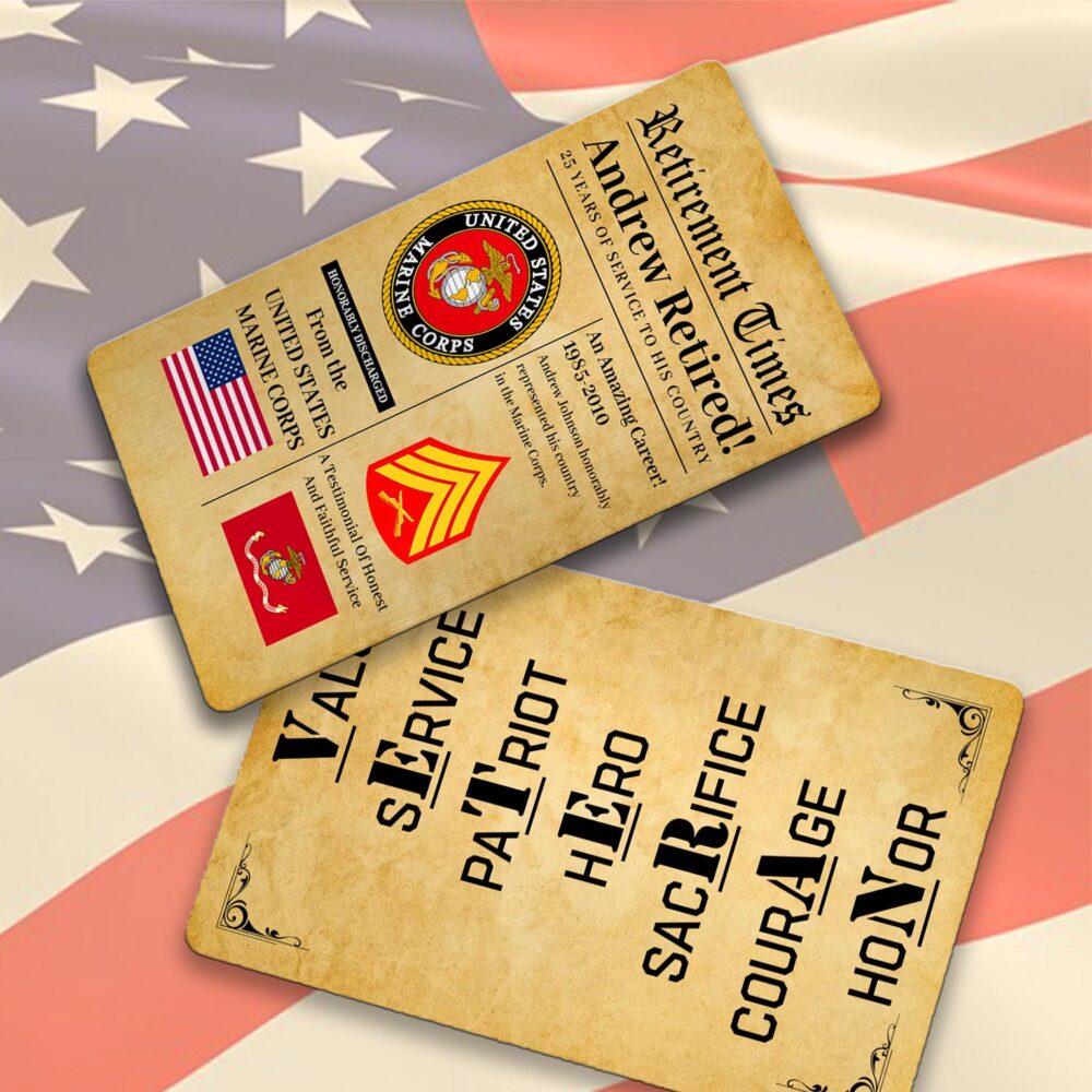 US Marine Corps, W 3 Marines Chief Warrant Officer 3 - Printed Metal Card - Image 2