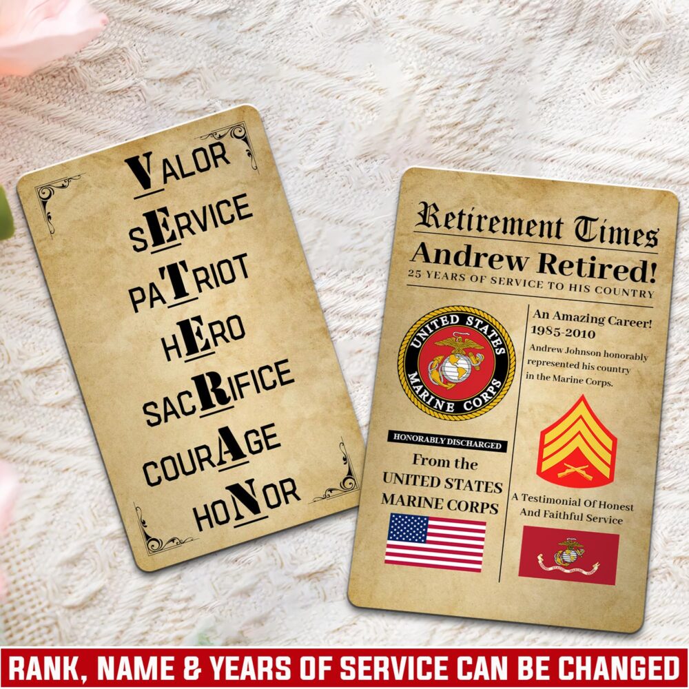 US Marine Corps, W 3 Marines Chief Warrant Officer 3 - Printed Metal Card
