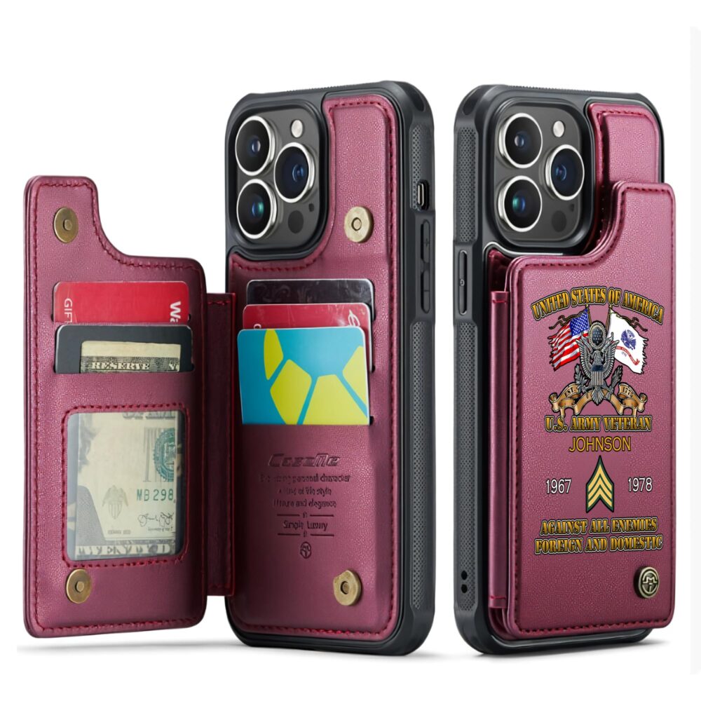 US Army, E 4 Army Specialist - Leather Flip Phone Case - Image 4