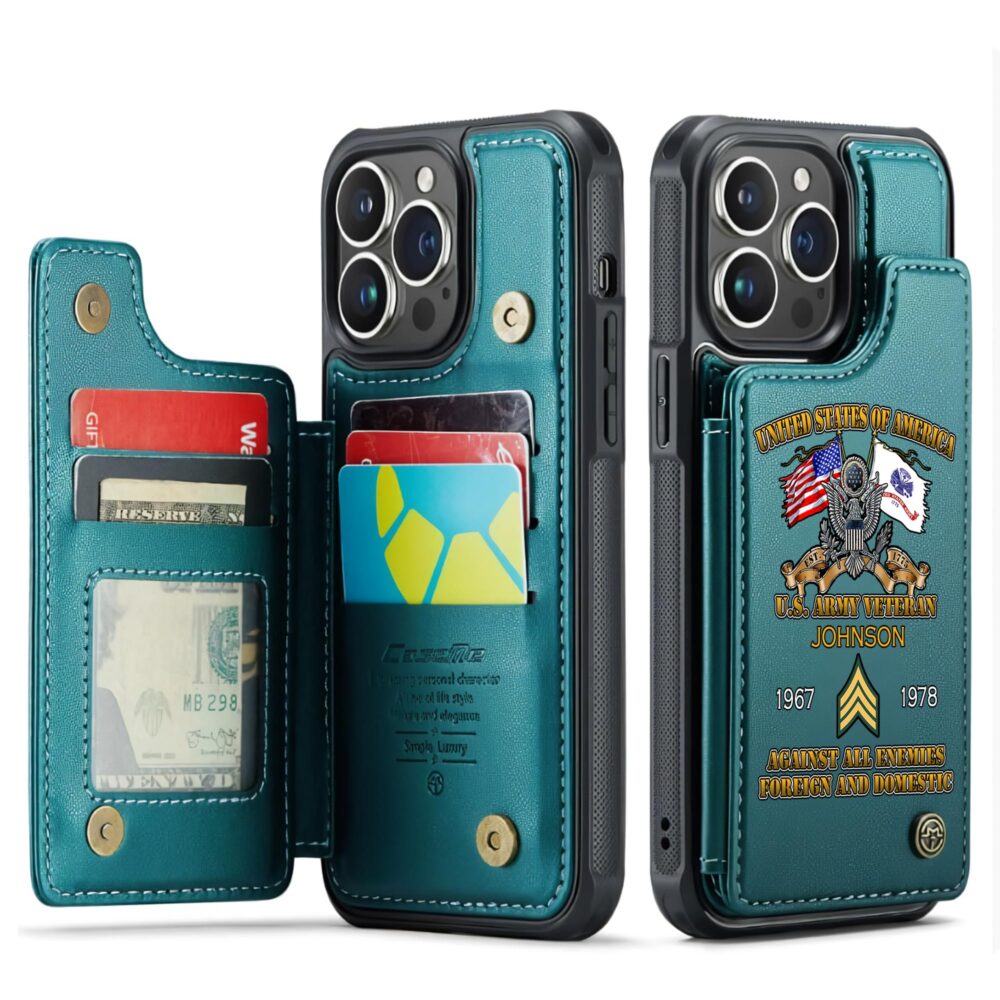 US Army, E 4 Army Specialist - Leather Flip Phone Case - Image 5