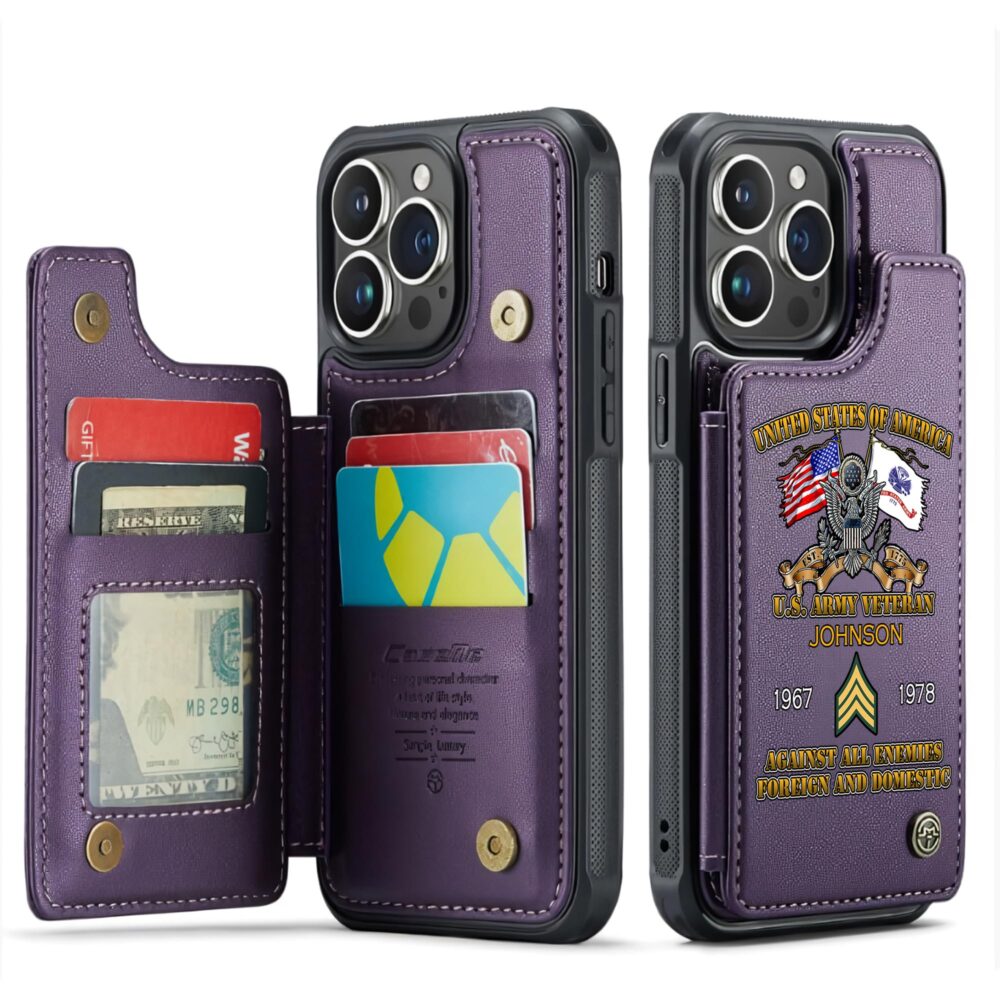 US Army, E 4 Army Specialist - Leather Flip Phone Case - Image 6