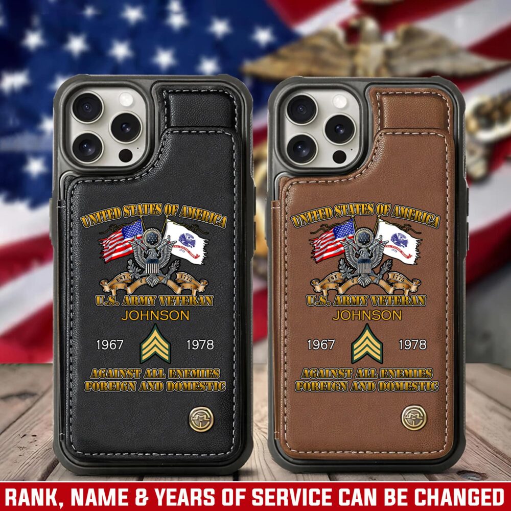 US Army, E 4 Army Specialist - Leather Flip Phone Case