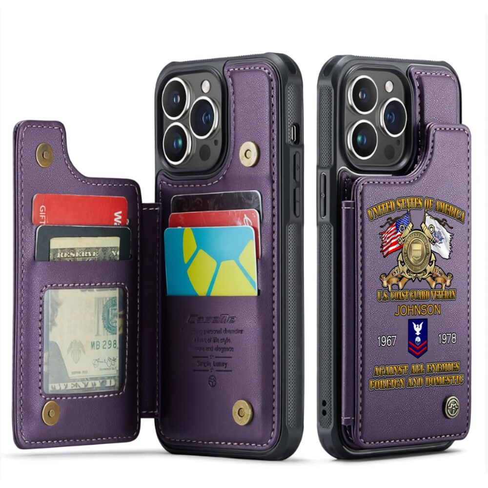 US Coast Guard, E 4 Gold - Leather Flip Phone Case - Image 6