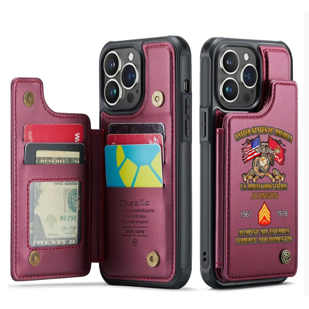 US Marine Corps, W 3 Marines Chief Warrant Officer 3 - Leather Flip Phone Case - Image 4