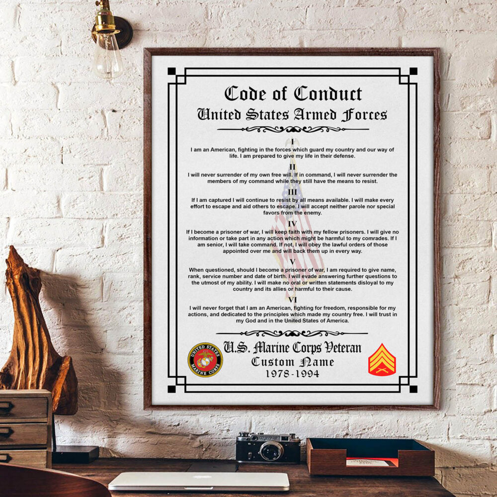 US Marine Corps, E 8 Marines First Sergeant - Poster With Frame 10x8in (Recommended) - Image 2