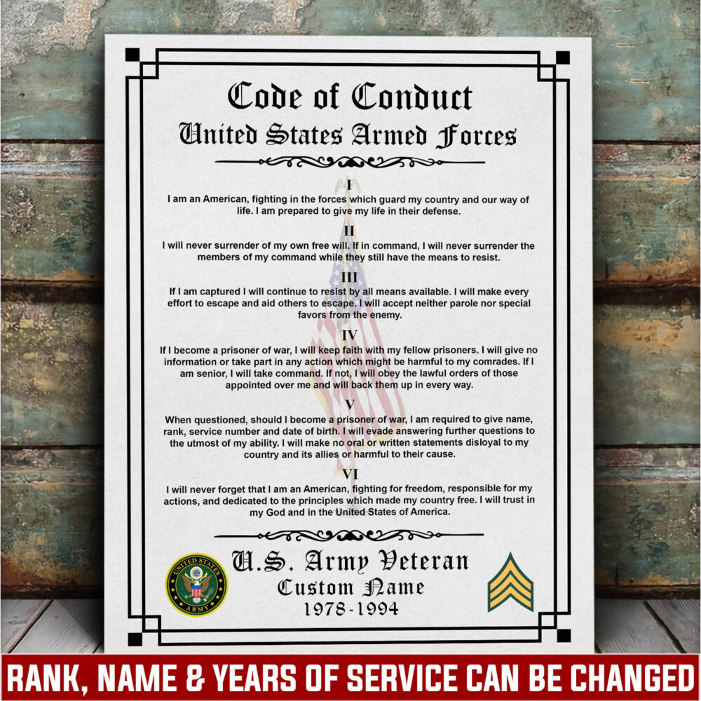 US Army, E 5 Army Specialist - Canvas (With Frame) 10x8in