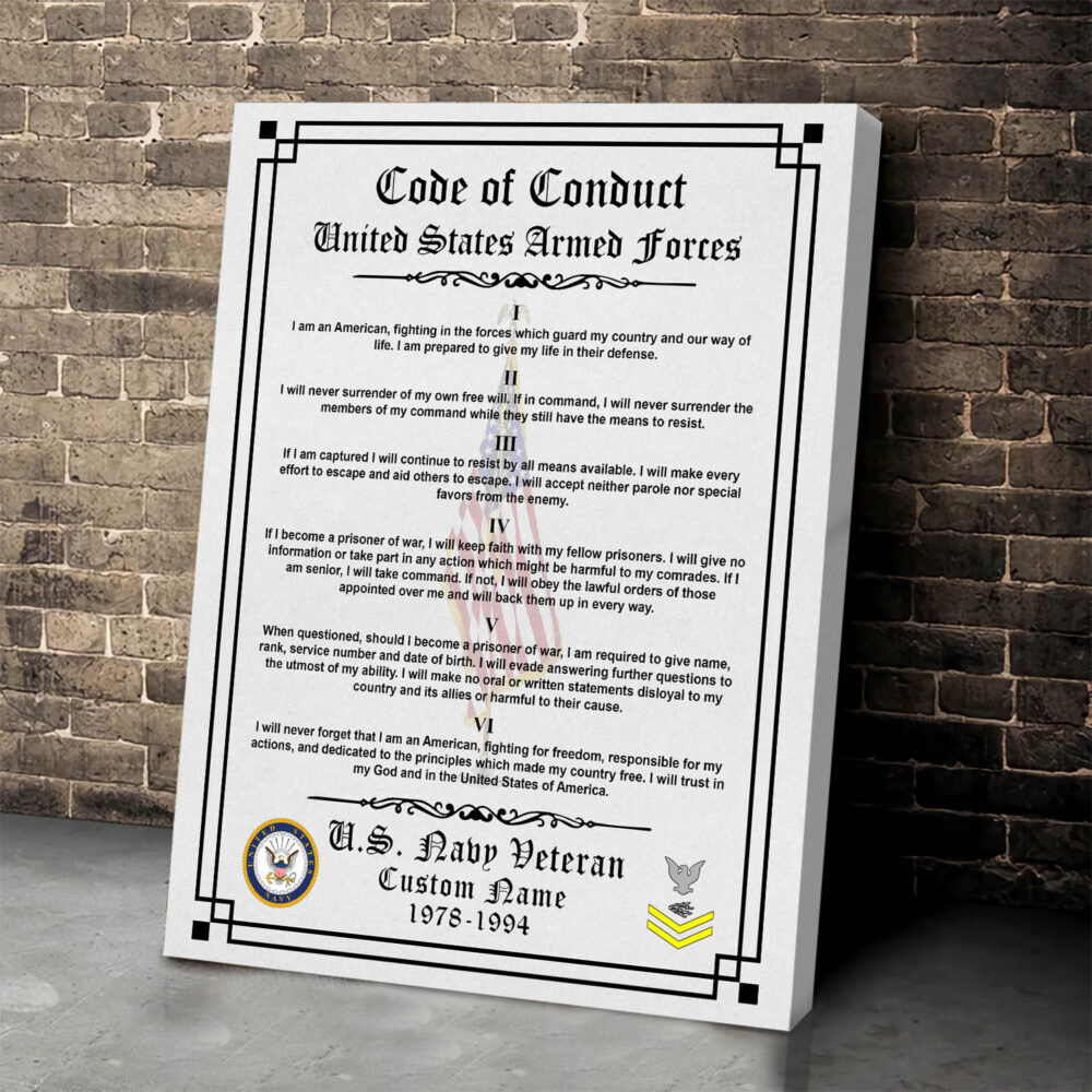 US Navy, Duty, Honor, Country - Canvas (With Frame) 10x8in - Image 2