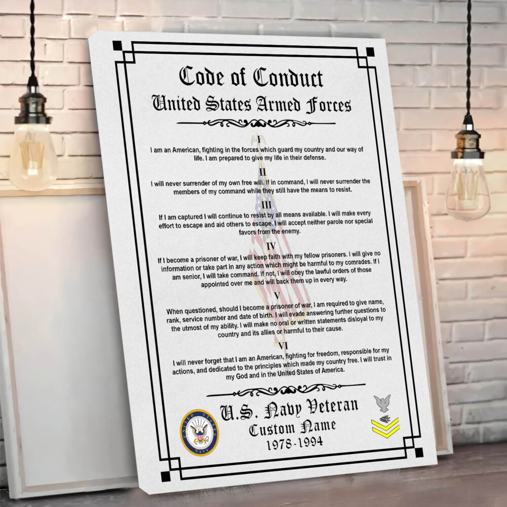 US Navy, Duty, Honor, Country - Canvas (With Frame) 10x8in - Image 3