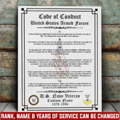 US Navy, Duty, Honor, Country - Canvas (With Frame) 10x8in