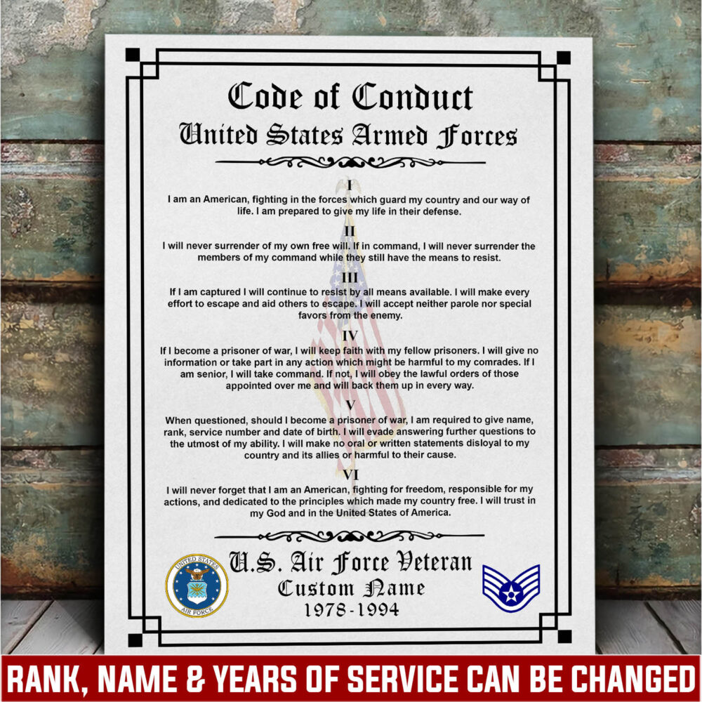 US Air Force, E 4 Air Force Sergeant - Canvas (With Frame) 20x16in