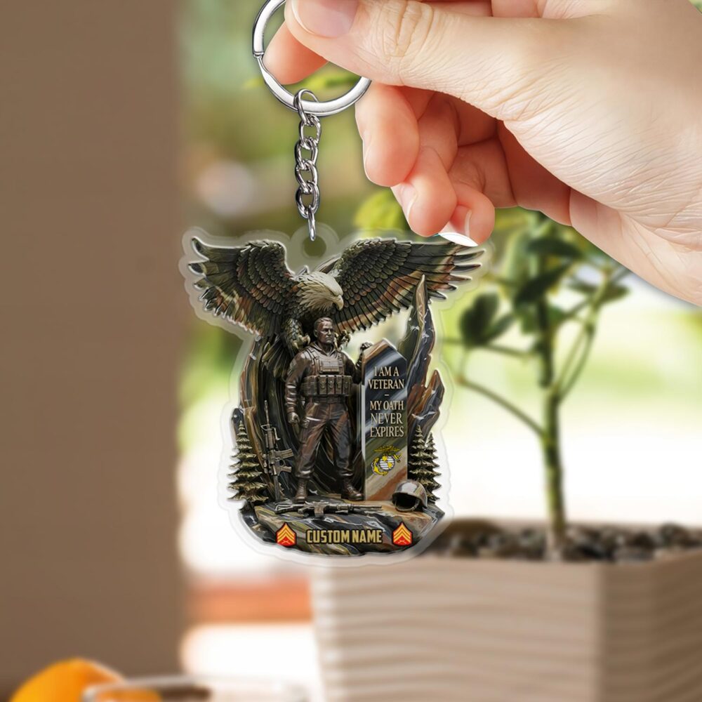 US Marine Corps, E 7 Marines Gunnery Sergeant - Acrylic Keychain - Image 2